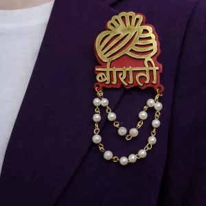 Traditional Indian Barat Brooch with Stone and Pearl Work