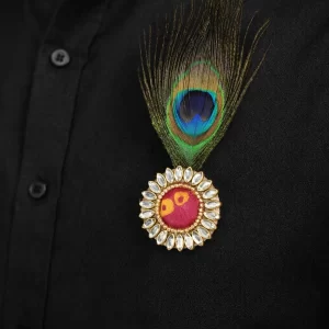 Designer Mor Pankh brooch with traditional Indian detailing