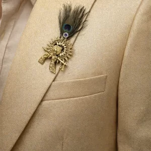 Krishna Morphank Murli Brooch with peacock feather design