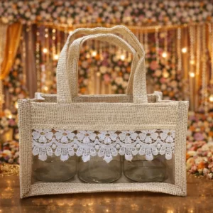 Premium hamper bag with storage glass jar for wedding return gifts
