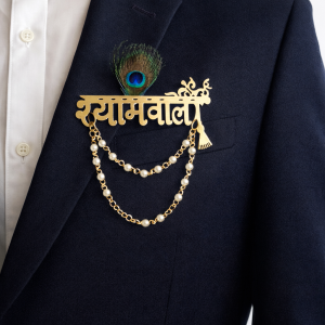 Designer Shyam Ji Brooch for Men – Lord Krishna Inspired Wedding Brooch for Sherwani and Blazer