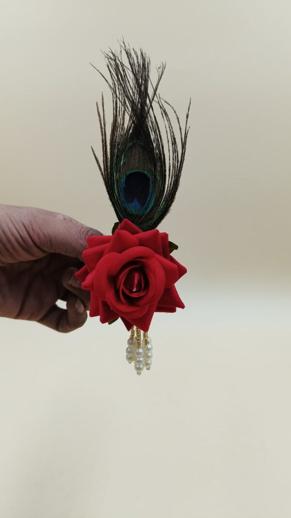 Velvet rose broochs for barat swagat
