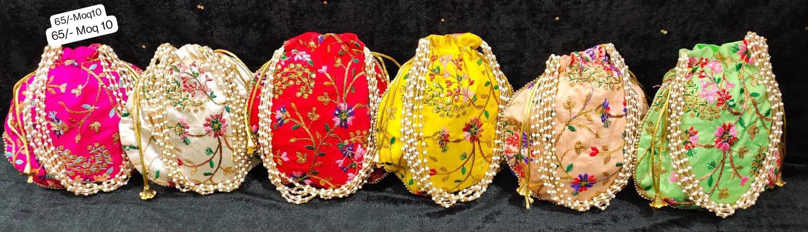 Handmade embroidery potli bag for wedding and festive gifting