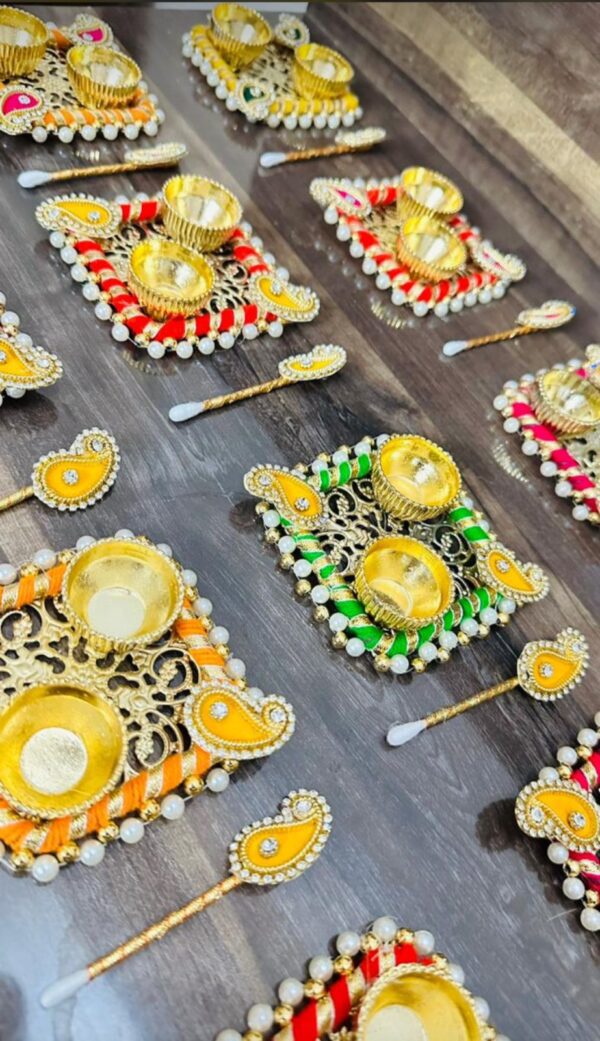 Mini roli chawal platter with tilak stick