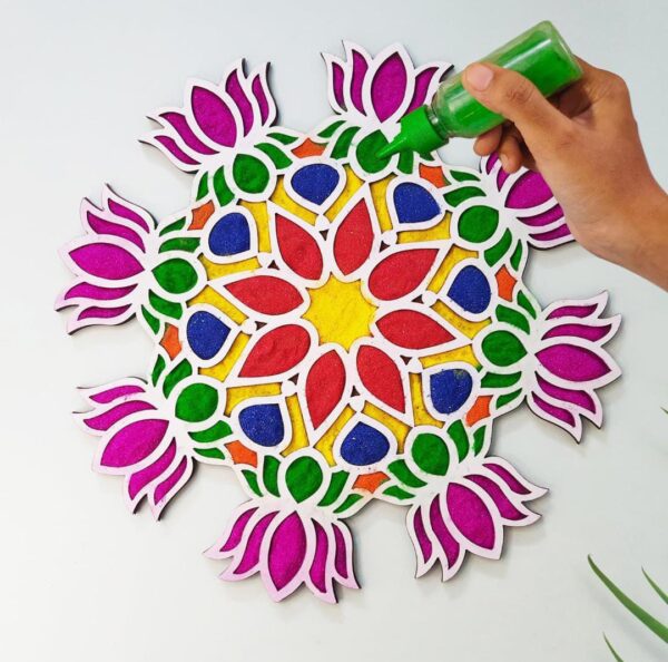 12 inch mdf rangoli stencil lotus  design