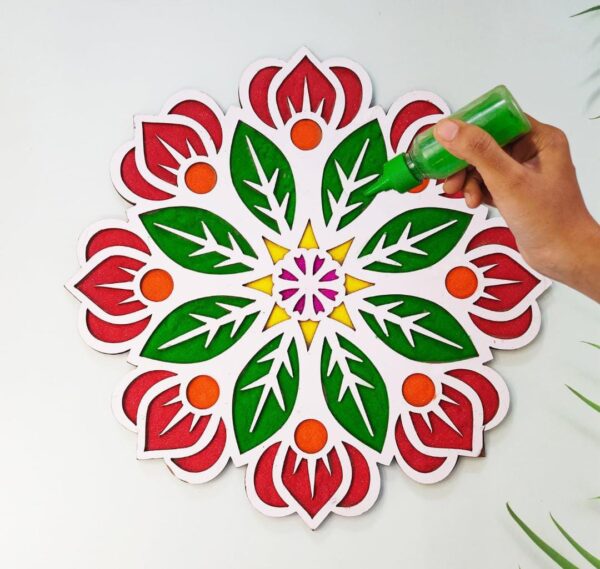 12 inch rangoli stencil leaf design