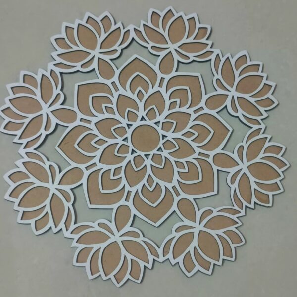 12 inch mdf rangoli stencil flower  design