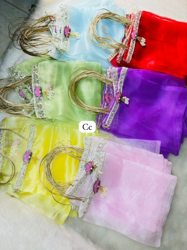 Organza beg with lotus hanging