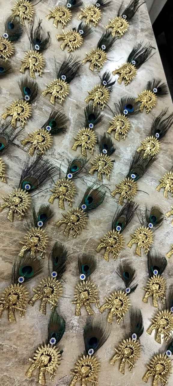 Lord Krishna brooch with mor pankh and flute detail