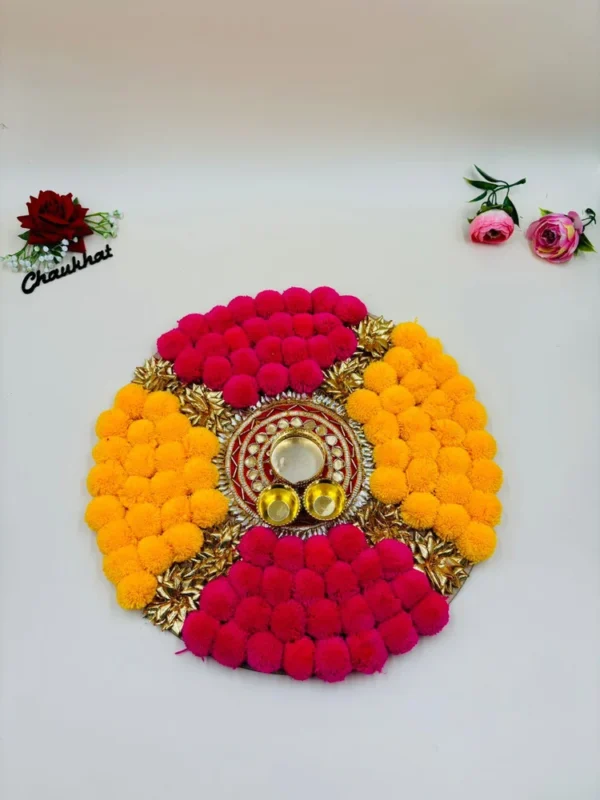 Gota Patti Roli Chawal Plate With Tilak Stick