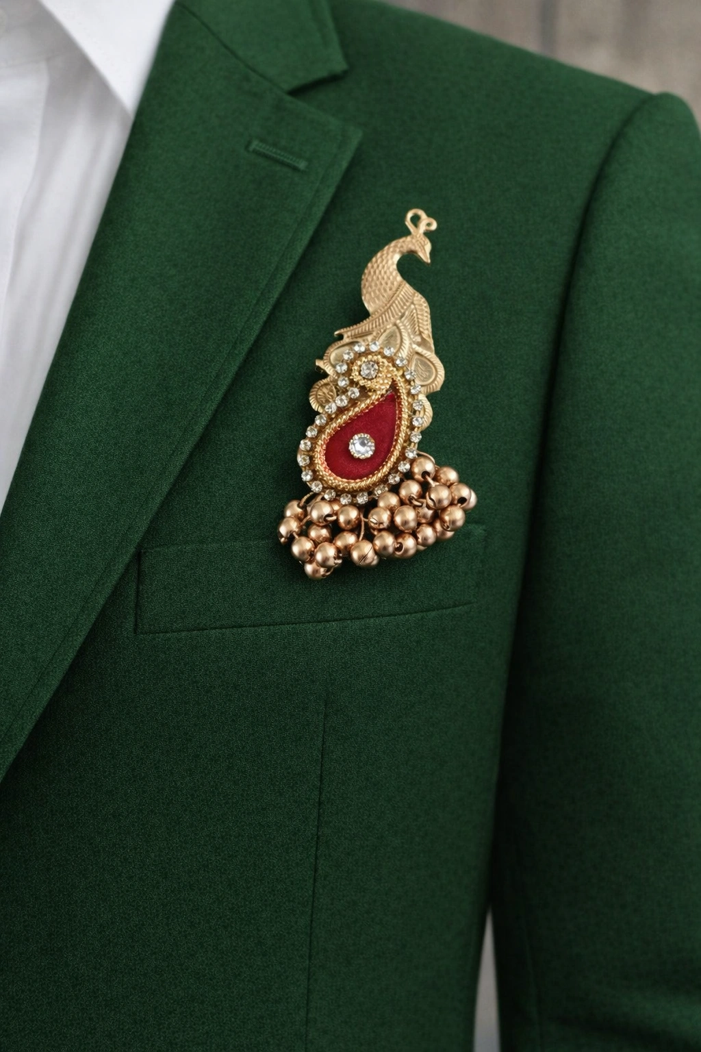 Designer peacock brooch pin for festive and ethnic outfits