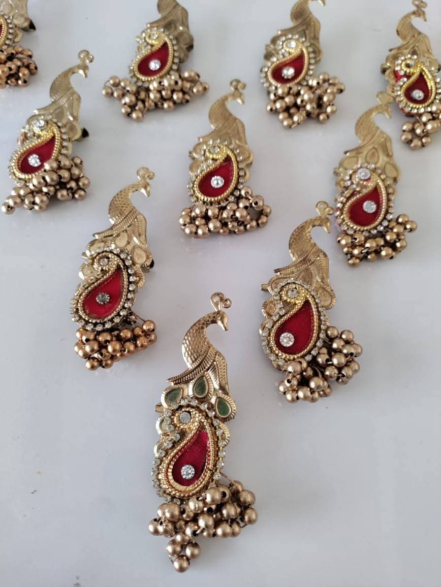 Gold tone peacock brooch with colorful stone work for men and women