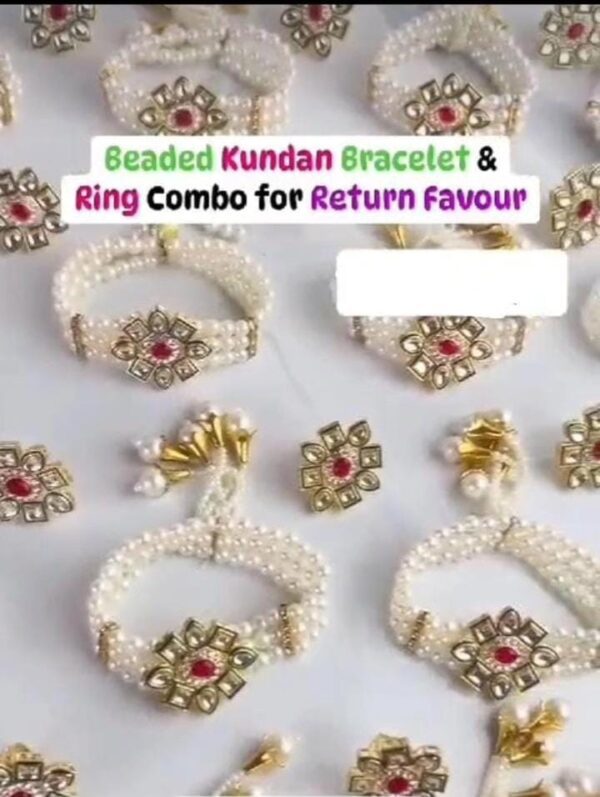 Beaded Kundan Bracelet & Ring Combo For Return Gifts