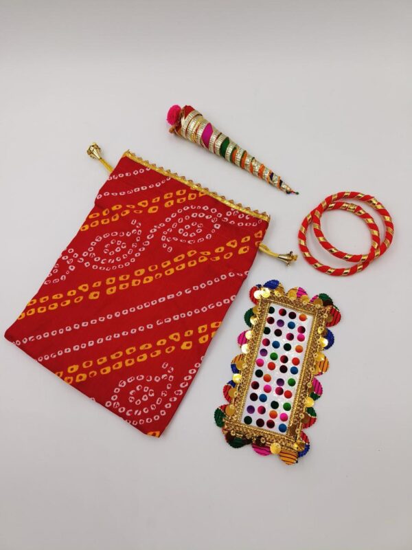 Return Gift Hamper Bangel, Bindi, Potli, Mehndi Cone