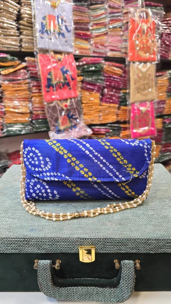 Bandhej Clutch With Pearl Sling