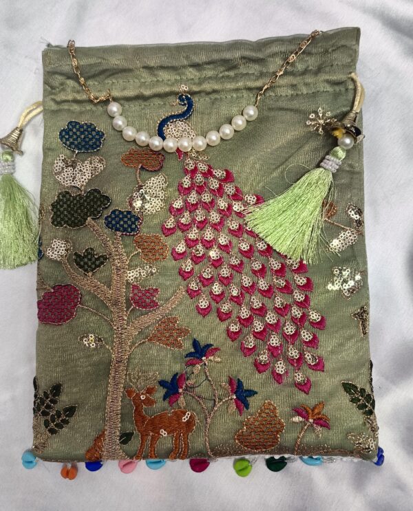 Handled Functional Beaded Potli