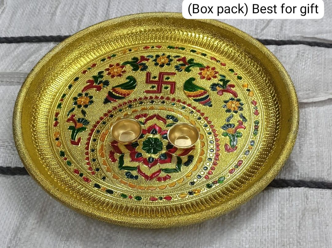 Decorative Pooja Thali Peacock Meenakari