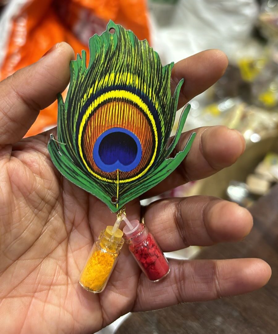 Morpankh haldi kumkum with fridge magnet for wedding and pooja gifting