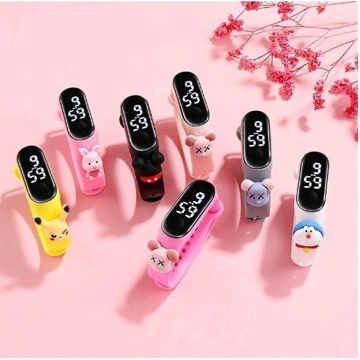 Kids cartoon LED display watch rakhi for boys with digital light strap