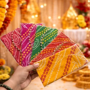 Ethnic Rajasthani Bandhej envelope for shagun, wedding and festival use