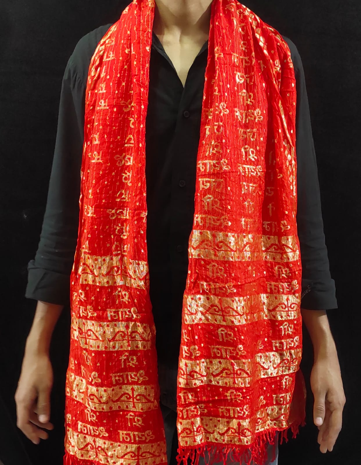 Jai Shree Shyam devotional dupatta for bhajan kirtan and temple wear