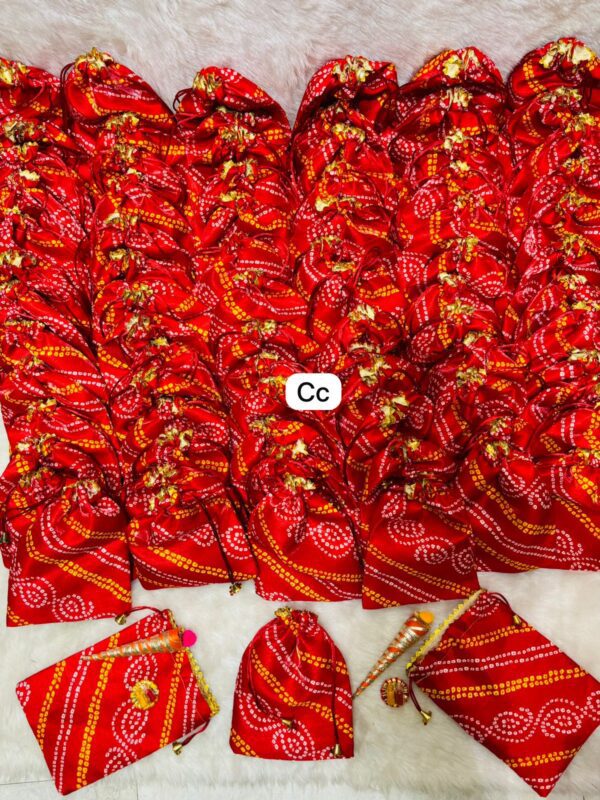 Potli Bag Gift Hamper With Mehndi Cone And Haldi Kumkum
