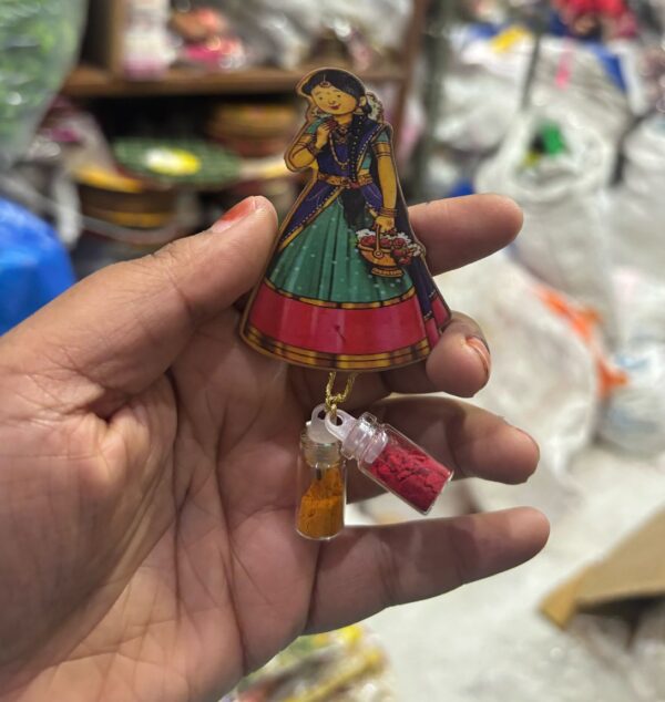 Half SareeTheme Haldi Kumkum With Fridge Magnet