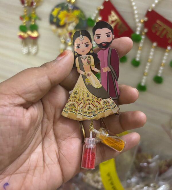 Couple Theme Haldi Kumkum With Fridge Magnet For Engagement