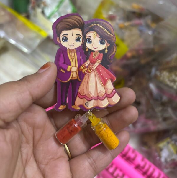 Couple Haldi Kumkum With Fridge Magnet