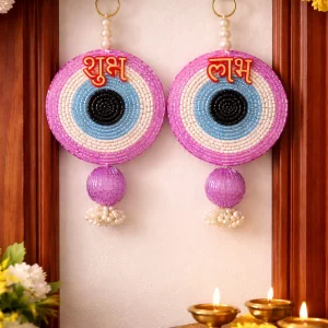 Designer Shubh Labh acrylic pair for festive home entrance decor