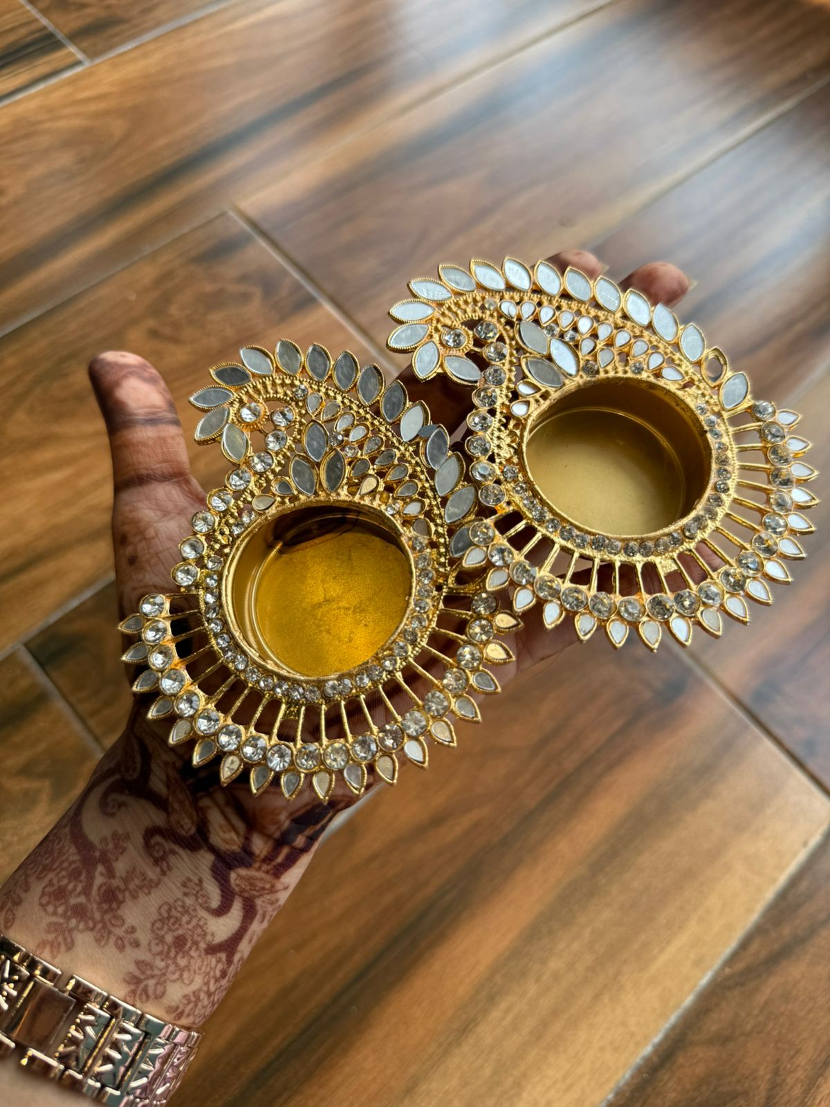 Golden Metal Diya | Traditional Oil Lamp for Diwali & Pooja Decoration