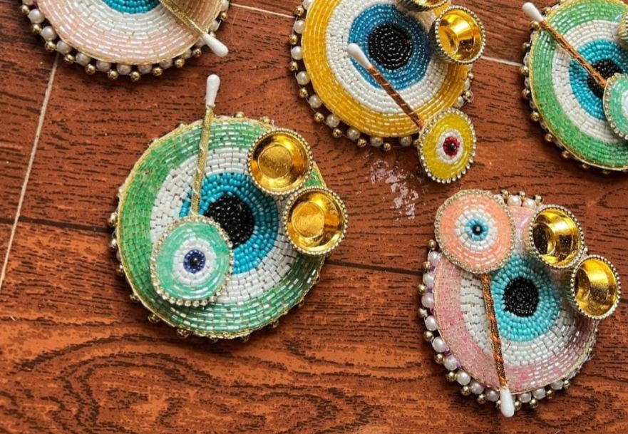 Evil Eye Roli Chawal Platter | Auspicious Tilak & Pooja Thali for Festivals & Weddings