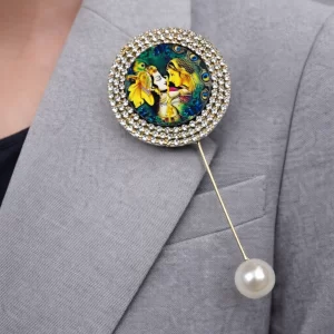 Elegant Radha Krishna brooch pin for festive and spiritual wear