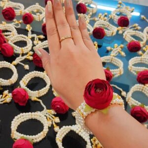 Pearl & Rose Design Bracelet | Wedding Return Gift | Elegant Party Wear.