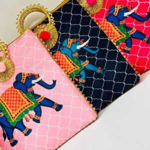 Designer Elephant Hand Bag– Elegant Traditional Handcrafted Purse for Weddings & Festive Occasions