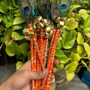 Decorative Wooden Phere Bell with Ghungroo And Morpankh Design Indian Wedding Ritual Accessory for Haldi & Phera Ceremony