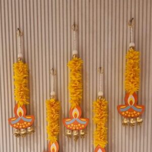 Yellow Flowers Diya Design Hanging | Decorative Diya Toran for Festival & Pooja Decor