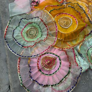 Colourful Decorative Thali Cover | Wedding Pooja Plate Cover | Fancy Net Thali Cover for Return Gifts