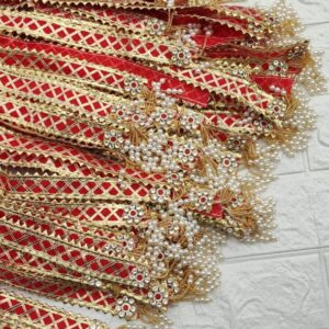 Red & Golden Barat Swagat Patka | Wedding Welcome Patka | Premium Dulha–Dulhan Entry Scarf