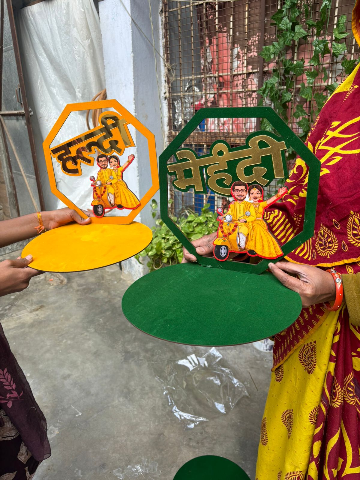 Designer Haldi and Mehndi ceremony platter for bridal wedding rituals