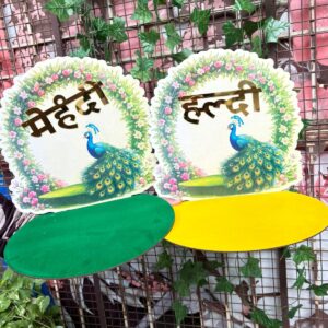 Handmade Peacock Design Haldi & Mehndi Plate | Wedding Function Gift Plate.