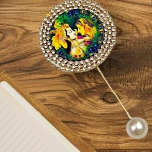 Designer Radha Mohan Brooch Traditional Radha Krishna Brooch for Wedding & Festive Wear.
