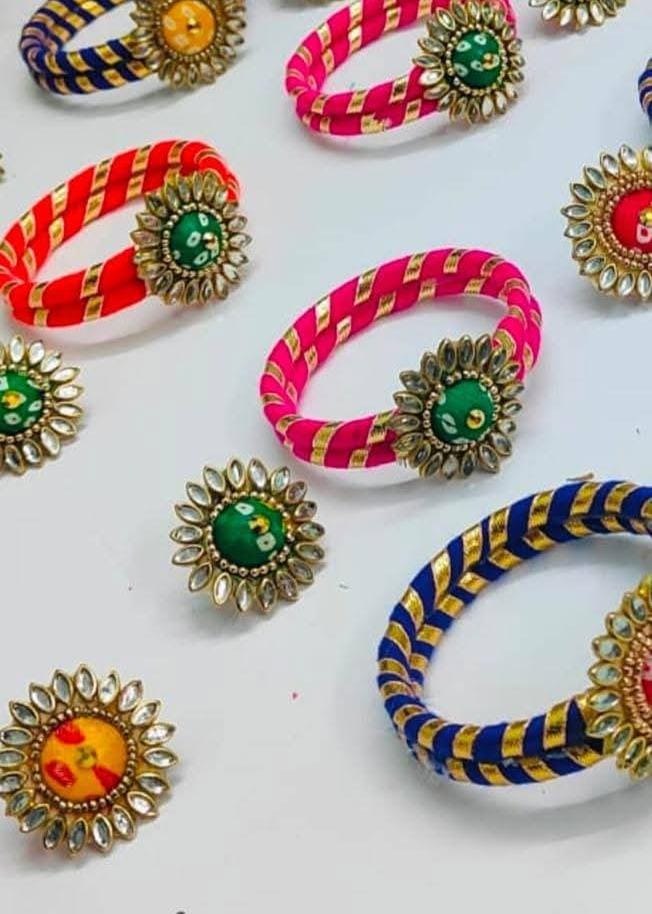 Bandhej And kundan Design Bracelet and ring – Traditional Rajasthani Accessories. (1 piece)