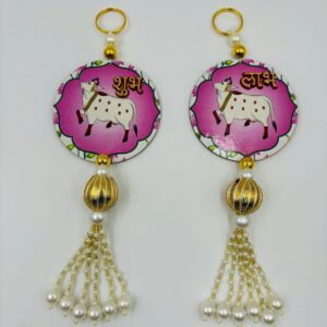 Premium Pichwai Art Design Shubh Labh Door Hanging for Home Entrance, Pooja Decor, Festival Gifts, Wedding Return Gift Items & Traditional Hamper.