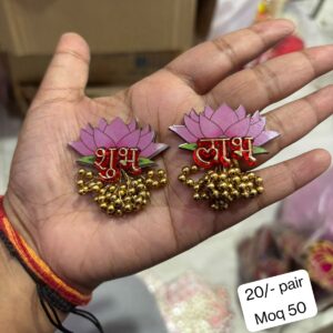 *Premium Lotus & Pearl Design Shubh Labh Pair – Elegant Home Decor, Auspicious Pooja Essentials & Festive Gifting Collection**