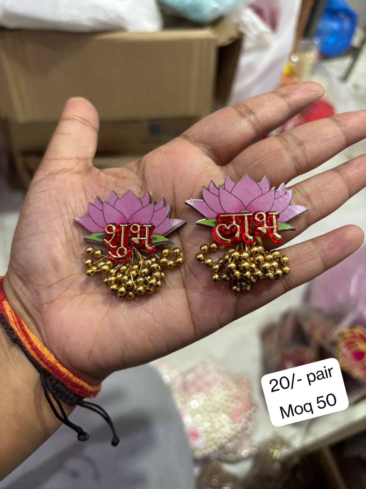 *Premium Lotus & Pearl Design Shubh Labh Pair – Elegant Home Decor, Auspicious Pooja Essentials & Festive Gifting Collection**