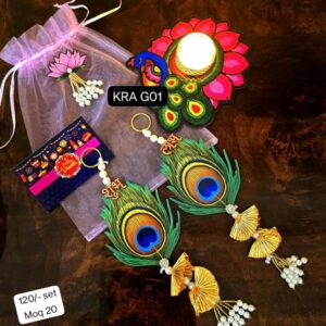 Premium Mini Hamper Bag with Shubh Labh & LED Light – Auspicious Pooja Gift, Festival Return Gift & Wedding Favour Collection. (1 Piece)