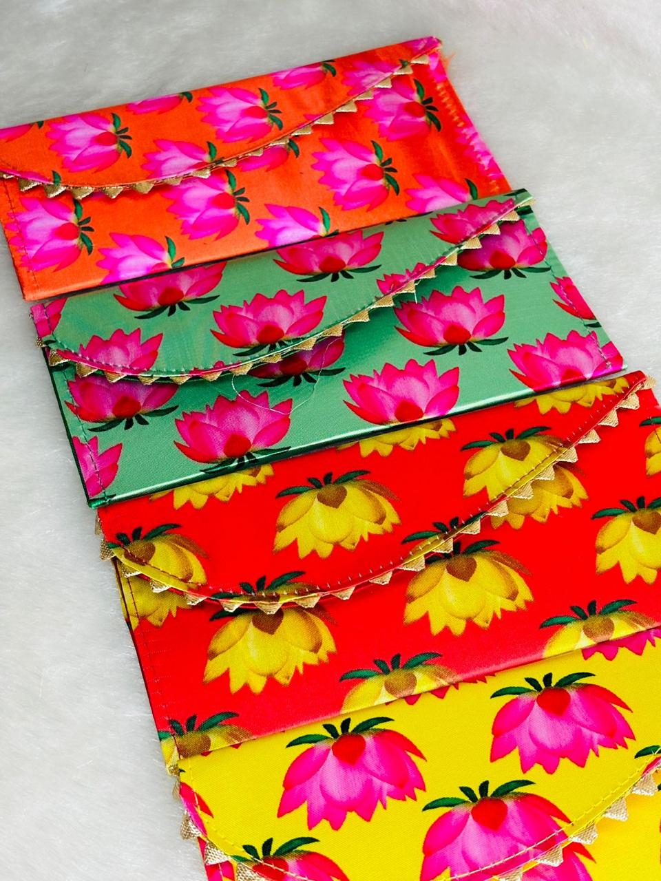 Colourful lotus design shagun envelope for wedding and festive gifting