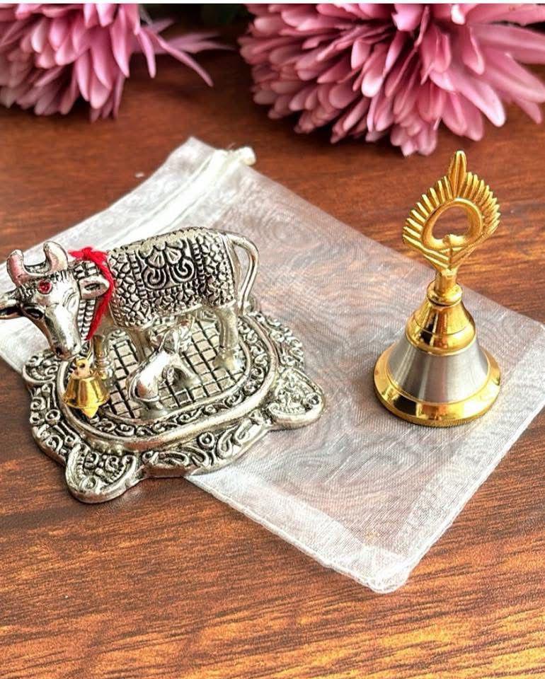 Mini Cow and Morpank design phera bell used in Indian wedding rituals