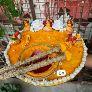 Wedding Haldi Plate | Floral Haldi–Mehendi Ceremony Tray | Festive Ritual Plate (1 Piece)